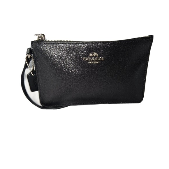 Coach F64585 Wristlet Metallic Black Glitter  Wallet Coach & Horses Logo Clutch - Picture 2 of 9